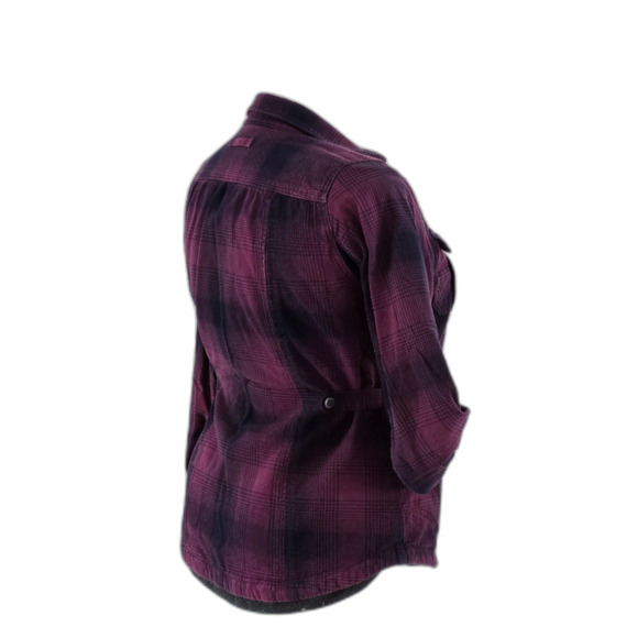 Rare Duluth Trading Co Shacket Women M Black Purple Snap Front Fleece Lined - Picture 2 of 7